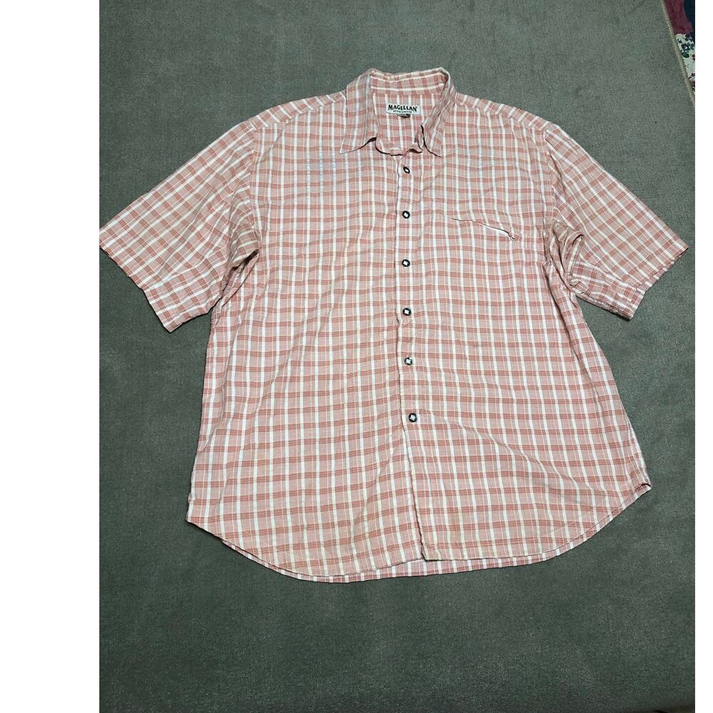 Magellan Sportswear Mens Shirt Large Plaid Slanted Pocket